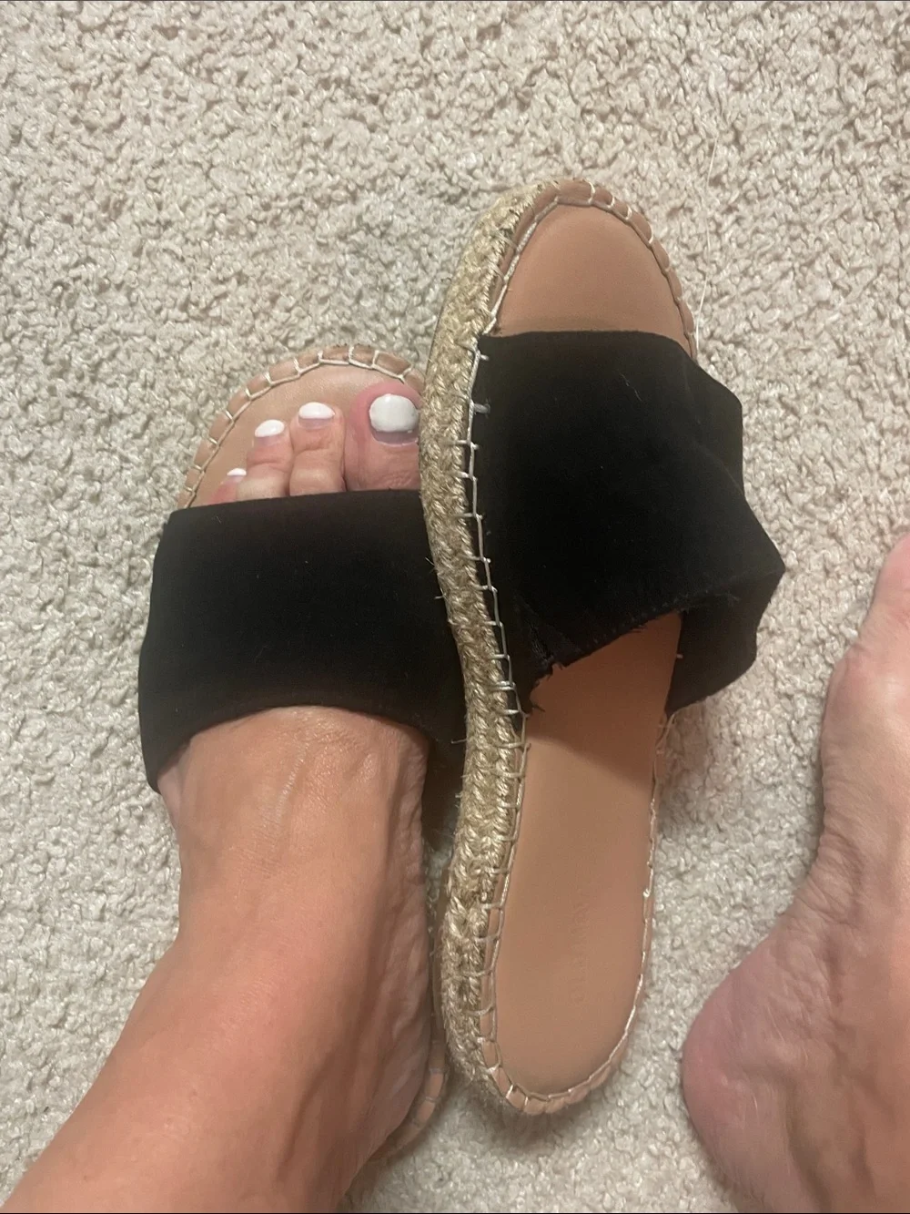 Old Navy Black Slide Espadrille Sandals with Jute Trim